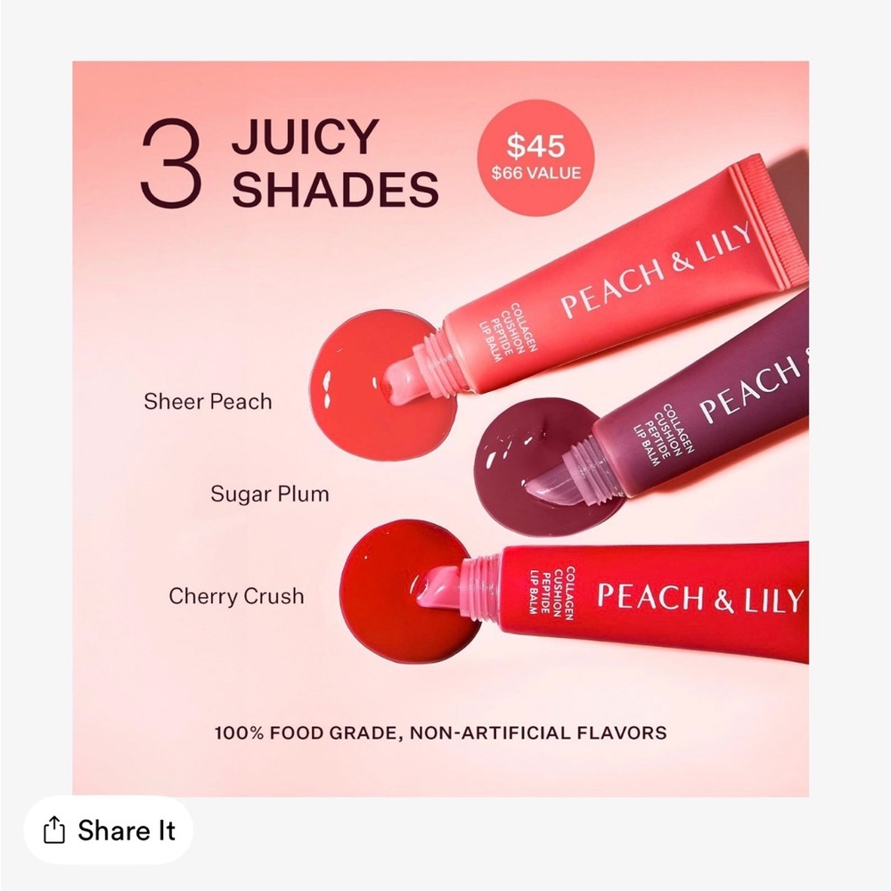 NIB Peach & Lily Collagen Cushion Lip Trio - Picture 6 of 8